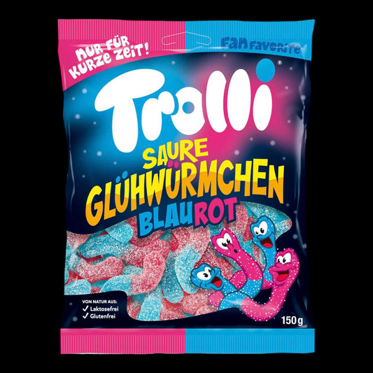 Trolli Saure Glühwürmchen Fan-Favorite Blau-Rot 12x150g